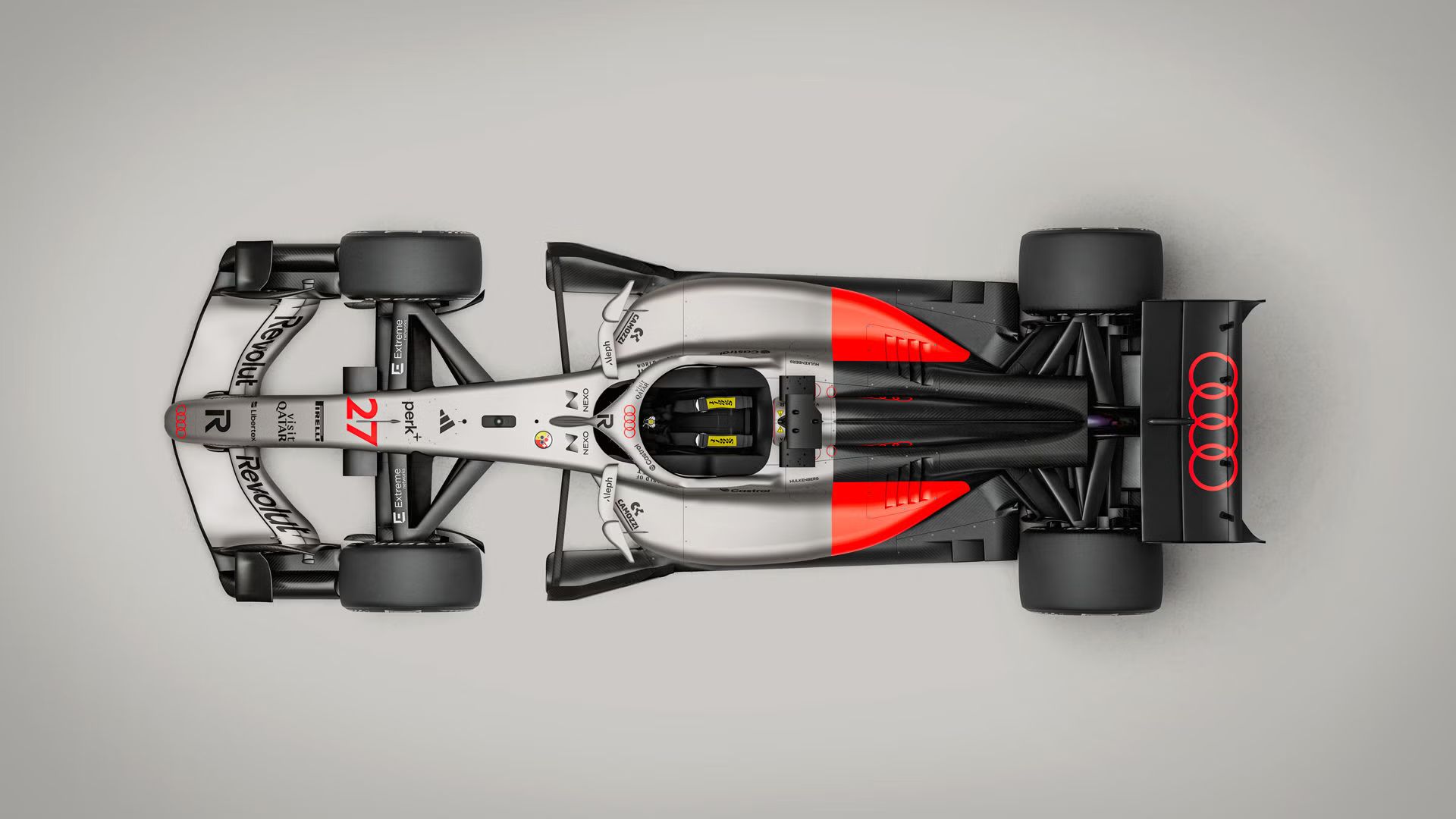 2026-os Audi F1 autó felülnézetből
