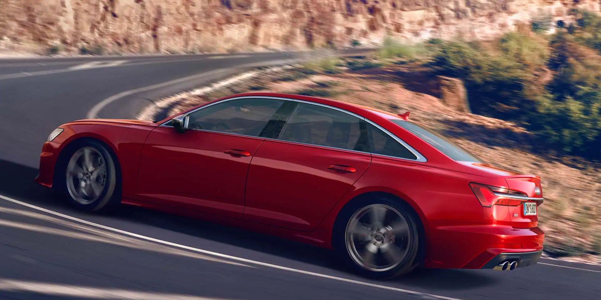 Dynamische Seitenansicht Audi S6 Limousine